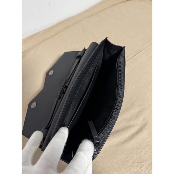 FACINE Crossbody Bag Womens Black Leather Chain Strap Envelope Made in Spain - Picture 10 of 14